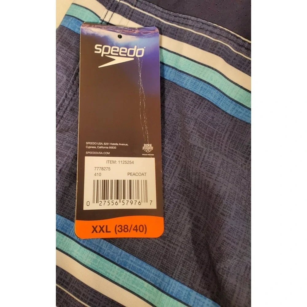 Speedo Men's 2XL- XXL (38/40) Blue Swim Trunks Board Shorts‎ NWT